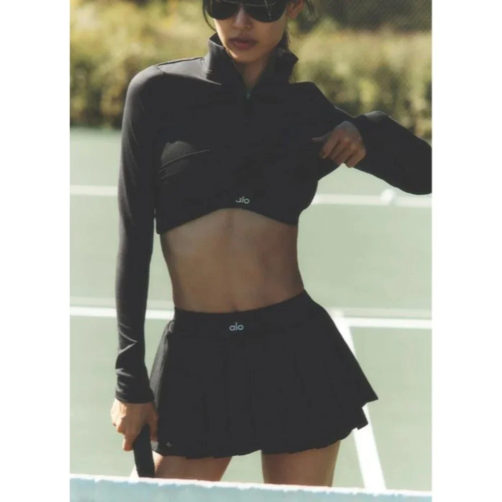 Alo Double or Nothing Tennis Skirt Black